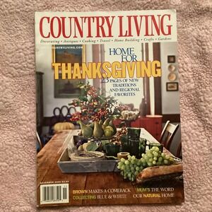 Nov 2000 Country Living Magazine Vintage Thanksgiving Decor & Recipes